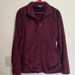 Natural Reflections fuzzy maroon zip up jacket, size XL